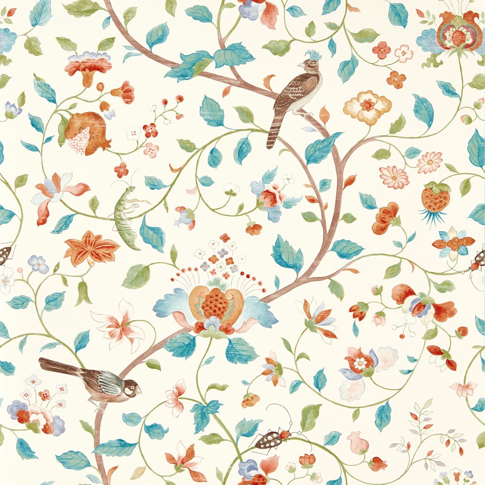 Arils Garden Wallpaper 217235 by Sanderson in Teal Russet